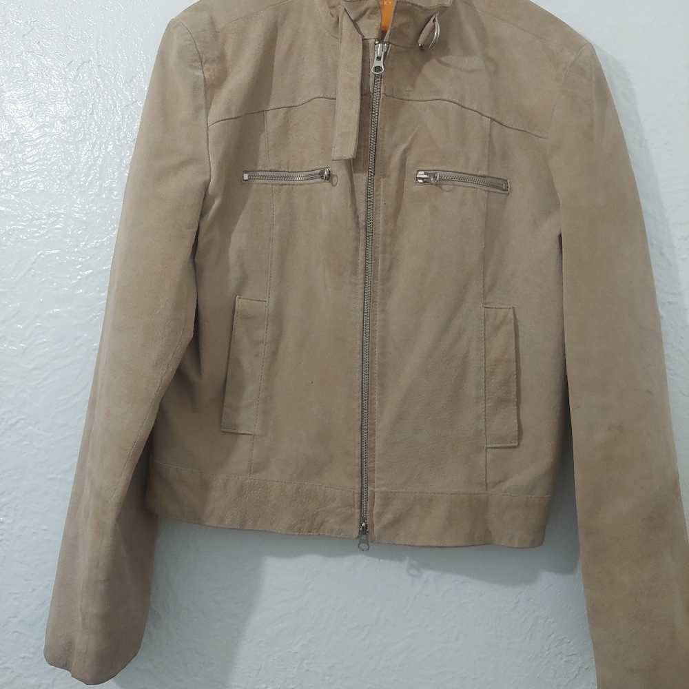 Women's Suede Jacket - Vintage Smart Set Large Camel Colour - Picture 2 of 7